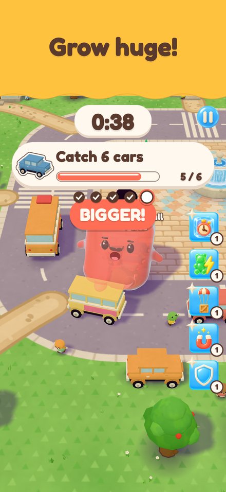 Grow huge: the jelly towering over a van on the road