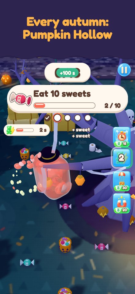 Every autumn: Pumpkin Hollow, a jelly full of sweets on a dark Halloween street