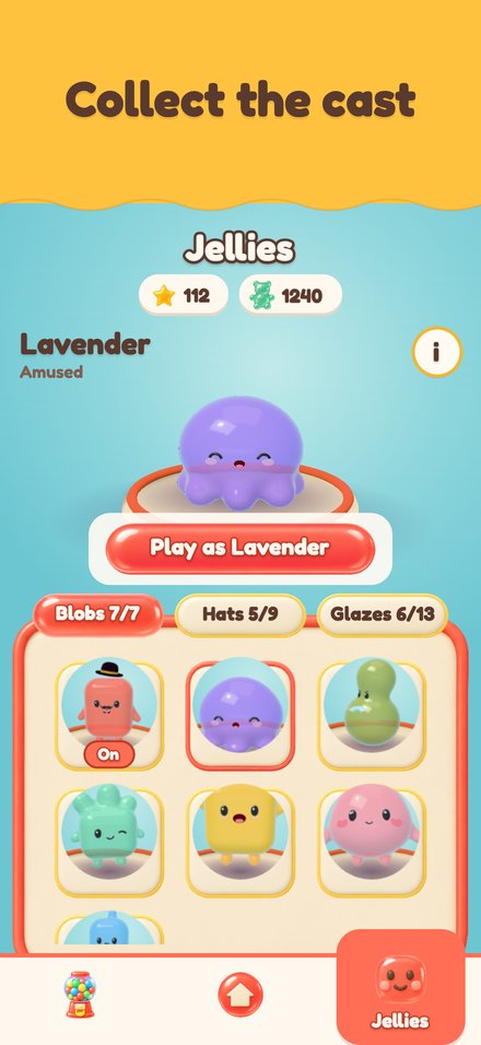Collect the cast: the seven JellyBlobs in the Jellies screen